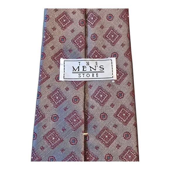 The Mens Store Necktie Geometric Medallion Diamond Print Silk Blend 3.6" Classic - Picture 2 of 6